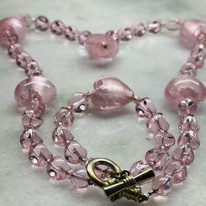 Blown Heart and Swarovski Necklace and Bracelt